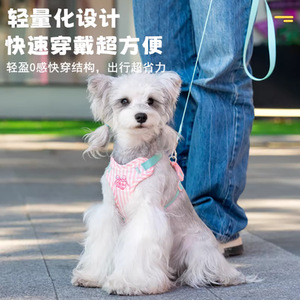 <b>Dog</b> <b>leash</b>, small <b>dog</b> vest-style harness, Teddy, Bichon, Pomeranian <b>dog</b> <b>leash</b>, striped candy plush <b>dog</b> collar - Product Image 1
