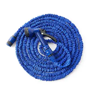 Extra Strength Fabric 50 & 100 Ft Expandable Watering Washing Garden Hose with 7 Function Nozzle