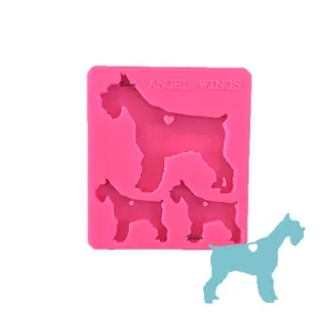 Форма для брелока S711, силиконовая форма для семейного брелока собаки шнауцера, форма для эпоксидной смолы