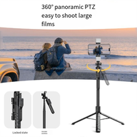 K28 1,75 m Trépied perche à selfie super longue pour téléphone, idéal pour Vlog/selfie/vidéo, rétractable en aluminium, tout-en-un, rotation 360 degrés