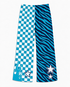 Pantaloni a Gamba Larga con Stampa Grafica per Ragazze, Motivi a Scacchi, <span class=keywords><strong>Zebra</strong></span>, Fiamme, Stelle, Color Block, Casual Streetwear - Product Image 2