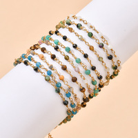 Bracelet double couche exquis fait main en acier inoxydable plaqué argent, perles et zircon, pierre naturelle, design français tendance