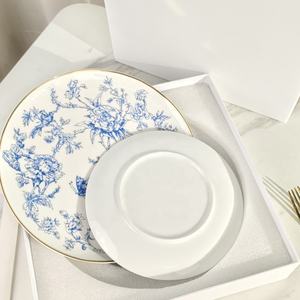Nouveau produit, vaisselle en porcelaine fine de luxe européenne, motif étoile, ensemble de 4 assiettes - Product Image 4