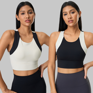Nuevas Camisetas Deportivas de Yoga <span class=keywords><strong>con</strong></span> Logotipo Personalizado, Top Deportivo Ajustado <span class=keywords><strong>con</strong></span> Contraste de Color, <span class=keywords><strong>Tirantes</strong></span> Anchos, Transpirable, Elástico, <span class=keywords><strong>con</strong></span> Relleno - Product Image 1