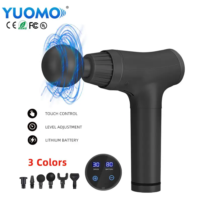 YUOMO New Design Portable Handheld Electric 6 Heads Deep Muscle Fascia Full Body Massager Massage Gun