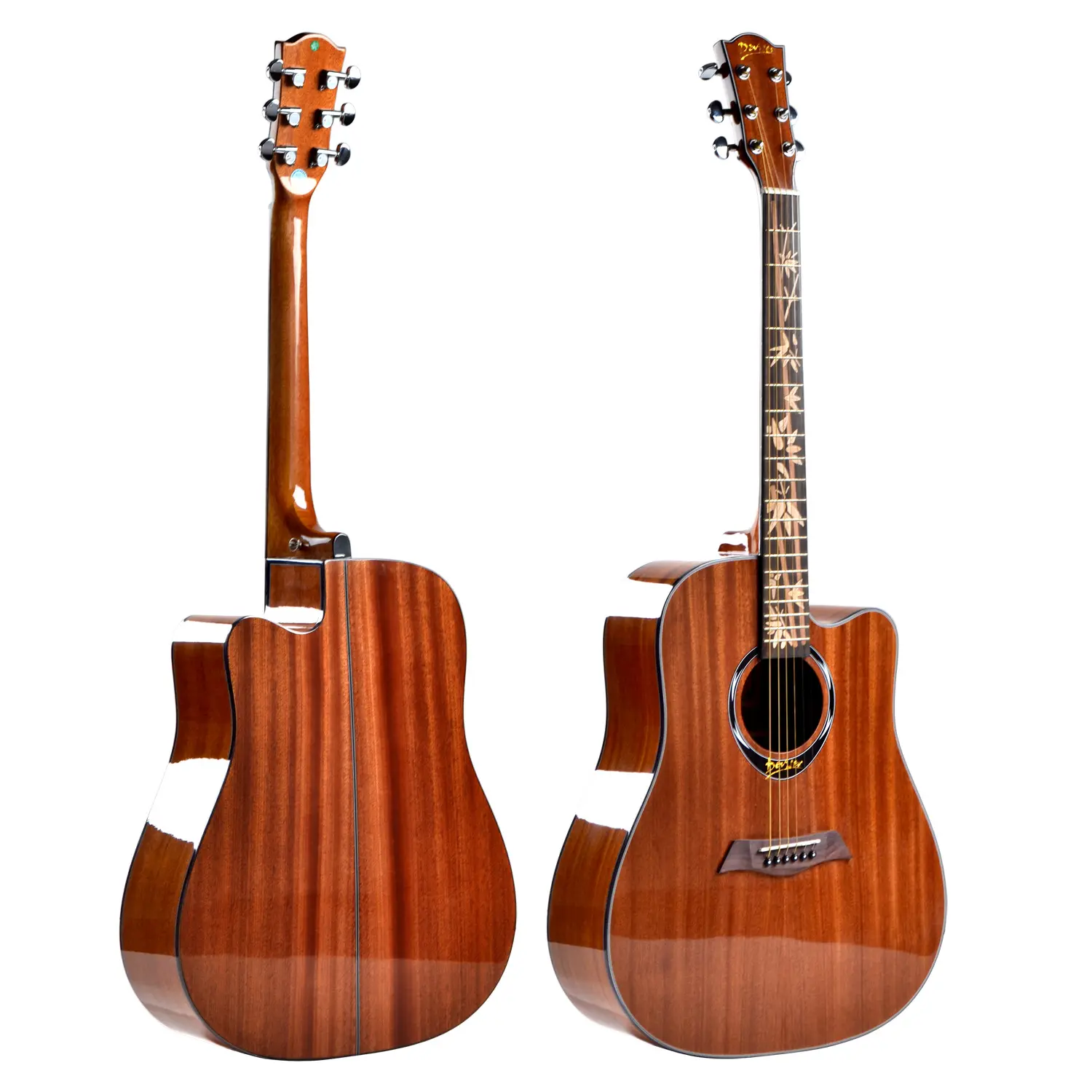 Acoustic Guitar Musical Instrument Guitar Nhà Máy Inlay Tre Dây Leo Âm Nhạc, Dây Leo Âm Nhạc Độ Bóng Cao Manhogany Dia-Cast Rosewood