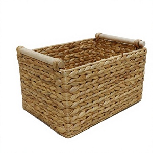 Panier de rangement multifonctionnel en jacinthe d'eau, écologique, rectangulaire, avec poignées – Offre Spéciale - Product Image 1