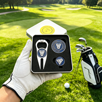 Nouveau design : Coffret cadeau de golf avec marqueur de balle à finition martelée, outil ergonomique de réparation de divots et jeton de golf plaqué.