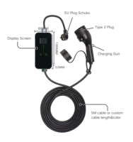 Nouveau chargeur de véhicule électrique certifié UE 3,5 kW Type 2 Prise Schuko avec options de câble de 3m/5m/10m Portable pour rénovation/mise à niveau