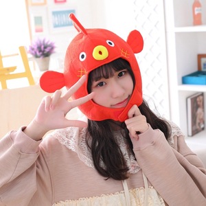 Gorro de pez globo de estilo coreano, gorro de felpa rojo y azul con diseño de animales para niñas jóvenes de 15 a 35 años, sesión de fotos para selfies - Product Image 4