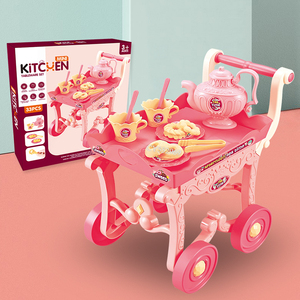 2023 popolare carrello da tè sala da pranzo giocattoli per auto dessert carrello da pranzo finta cibo cucina Set da gioco - Product Image 2