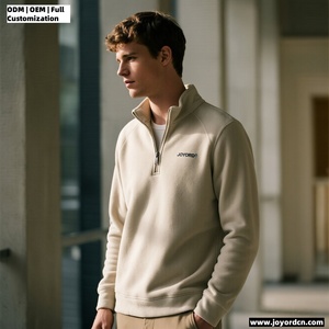 Áo thun nam chất liệu cotton thu đông, kiểu dáng thể thao, cổ cao nửa khóa kéo, chất liệu nỉ <span class=keywords><strong>Sherpa</strong></span>, bán buôn số lượng lớn, thiết kế tùy chỉnh - Product Image 4