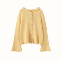 Cardigan à capuche en cachemire tricoté avec logo personnalisé pour femme – Haut décontracté en cachemire – Vente directe usine de Mongolie intérieure