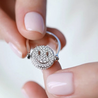 Bague en argent sterling 925 fin, réversible, avec visage pleurant, tendance, niche, haut de gamme, zircon, argent pur S925, pour femmes, ne se décolore pas
