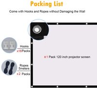 Écran de projection du film 120 16:9 pliable et portable double face anti-froissement pour la maison, l'intérieur, l'extérieur et l'écran à faisceau simple