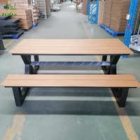 En stock mobilier de jardin extérieur imperméable moderne patio salle à manger pub commercial parc plage en bois table de pique-nique et ensemble de chaises