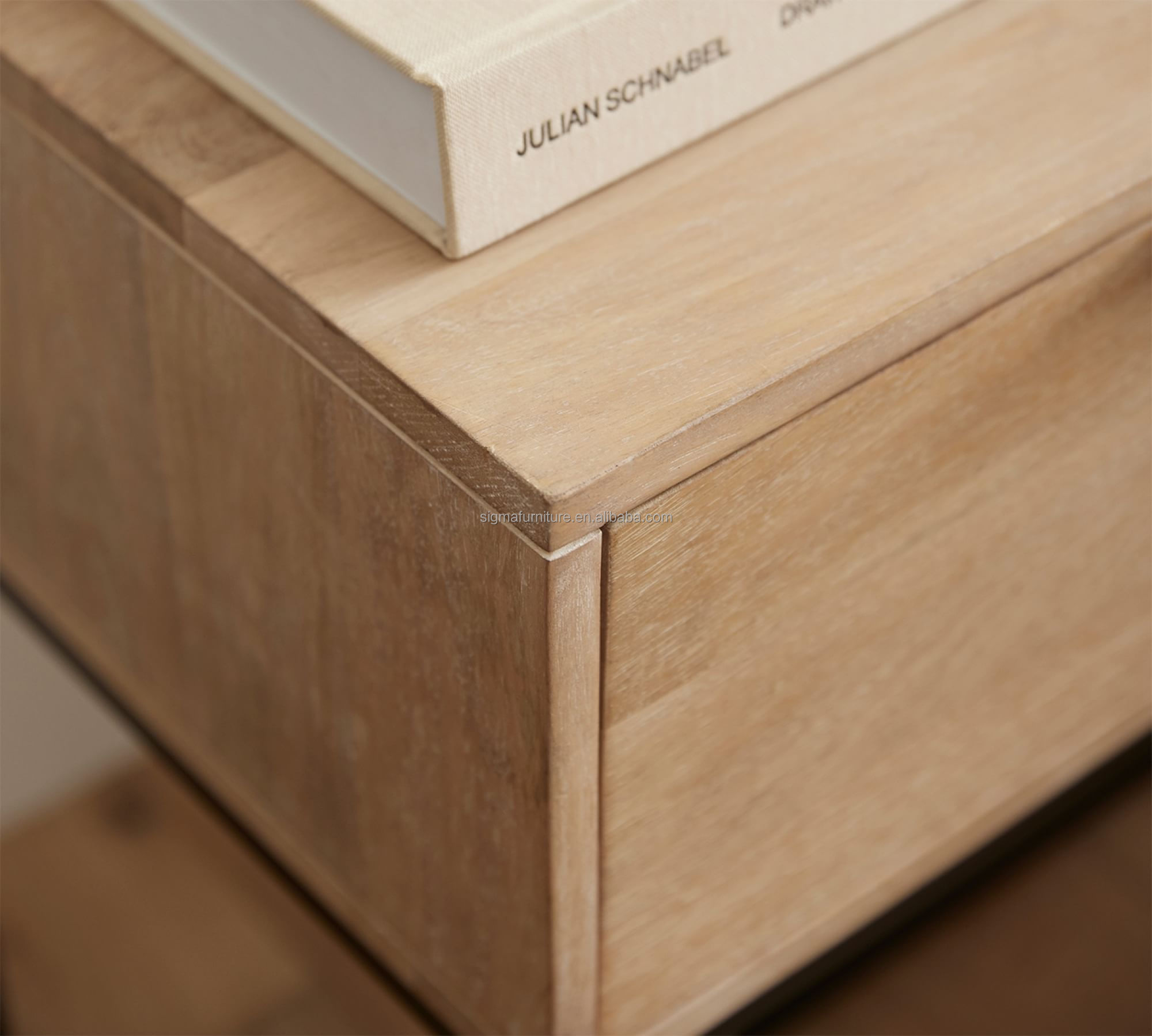 Hot sale modern wood nightstand with metal leg simple style nordic farmhouse customize