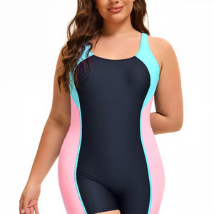 Stylish European American Women's Fitness <b>Swimwear</b> Solid Pattern One-Piece <b>Beachwear</b> with Sexy Back Cut-Out Color Block Design - Product Image 1
