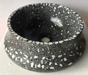 Lavabo en béton de style moderne, lavabo de salle de bain en terrazzo, lavabo rond pour se laver les mains - Product Image 2