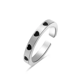 Lettre anglaise Goutte Glue Ring Female Titanium Steel Drop Glaze Love Pure Silver ne se décolore pas Open Ring