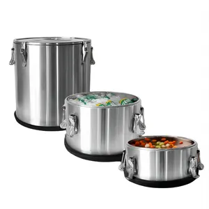 DaoSheng Stainless Steel Double Walls Body Insulation Containers With Tap Warmer Barrel Kitchen Appliance Cookware Set