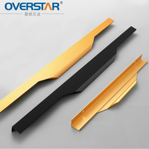 Poignées de meuble encastrées carrées en aluminium noir mat moderne, poignées à doigts <span class=keywords><strong>pour</strong></span> armoire, <span class=keywords><strong>cuisine</strong></span>, commode, <span class=keywords><strong>quincaillerie</strong></span> de meubles - Product Image 1
