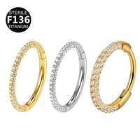 Youkeen Triple CZ Bijoux de corps en titane Segment articulé Anneau de nez avec arrangement d'espacement CZ pour les fiançailles de cadeau de mariage