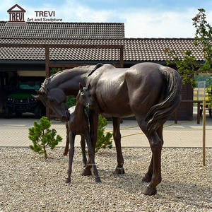 Statue de jardin de taille réelle personnalisée en usine grand cheval et <span class=keywords><strong>poulain</strong></span> en Bronze - Product Image 3