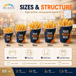 Vasos de Cartón Kraft Personalizados Directo de Fábrica para Papas Fritas, para Servicios de Catering y Comedores Escolares, Empaque Reciclable, MOQ Bajo - Product Image 4