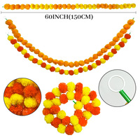 Vente en gros de guirlandes de souci Diwali longues brins fleurs de souci artificielles pour mariage indien Pooja Noël