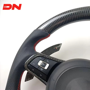 Volante Deportivo R-Line de Cuero y Fibra de Carbono para Volkswagen VW <span class=keywords><strong>Golf</strong></span> 7 R MK7 MK8 Jetta Passat B8 <span class=keywords><strong>Polo</strong></span> Tiguan <span class=keywords><strong>GTI</strong></span> X5 X3 CC X4 - Product Image 4