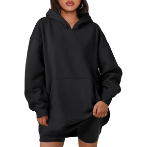 Sweat à capuche noir chaud pour femme, imprimé sur mesure, écologique, tendance, vente en gros, grandes tailles, 100% coton, 300 g/m² - Product Image 6