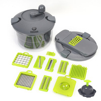 Coupe-légumes manuel multifonctionnel transfrontalier en acier inoxydable, indispensable pour la cuisine, trancheuse, râpe et hachoir 13-en-1 intégré