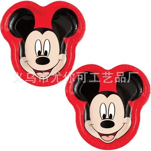 Assiettes en papier rondes <span class=keywords><strong>Mickey</strong></span> Mouse, noires et rouges, pour fêtes d'<span class=keywords><strong>anniversaire</strong></span> et célébrations - Product Image 2