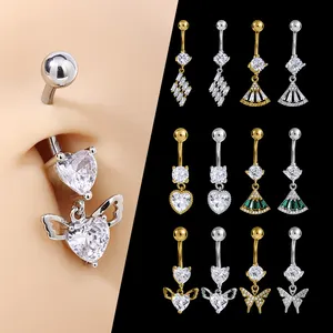 Belly Rings Jewelry Surgical Steel Butterfly Stainless Steel Bling Bling Belly Piercing Belly Button Ring Body Jewelry