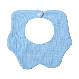 Bavoirs pour bébé triangulaires à <span class=keywords><strong>double</strong></span> couche froissés avec fermeture à bouton, antibactériens, écologiques, en élasthanne/polyester, lavables - Product Image 1