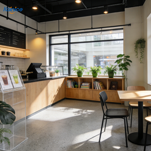 Meubles de magasin Kainice Cafe : Grand comptoir de présentation pour desserts, armoire à jus et thé, table basse, <span class=keywords><strong>vitrine</strong></span>, étagères de présentation en bois - Product Image 1