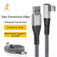 USB 3.2gen1 Tipo-C VR Link Cable para Oculus for Quest 2 5M Codo Aleación de aluminio Nylon Net Ángulo recto Pure 3A Carga rápida