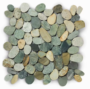 Mosaïque de galets gris naturels de Bali - Pierre naturelle d'Indonésie, pavés pour la décoration de parcs extérieurs, taille 3-5 cm, épaisseur 1 cm - Product Image 3
