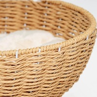 Tour d'arbre à chat avec panier en osier en rotin, 3 grands paniers de nid tissés à la main, perchoir de fenêtre pour grands chats jusqu'à 20lb