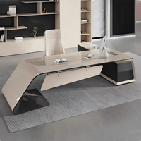 Bureau de direction moderne, mobilier de bureau de luxe, design moderne, bureau en forme de L, bureau de PDG avec armoire latérale de rangement