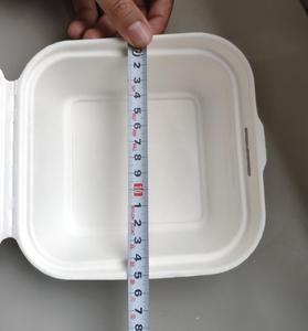 6x6 バガス製バーガーボックス 450ml PFASフリー BPAフリー 耐油・耐水性 電子レンジ対応 生分解性 クラムシェル型 バーガー・フライドポテトコンボ用 - Product Image 2