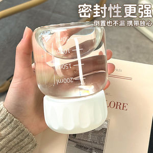 Mini-gobelet en verre portable avec graduations 200 ml, bouchons multicolores, couleur unie, pour femmes, café, voyage - Product Image 5