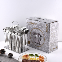 Vente en gros 36 pièces en acier inoxydable, ensemble de rangement avec manche en céramique, couteau, fourchette et cuillère, coffret cadeau, ensemble de couverts de style nordique pour cuisine occidentale