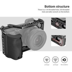 Jaula para Cámara SmallRig 3164B de Acero Inoxidable con Mango de Silicona y Soporte Cold Shoe ARRI 3/8-16 para <span class=keywords><strong>Sony</strong></span> A6100 A6300 <span class=keywords><strong>A6400</strong></span> - Product Image 6