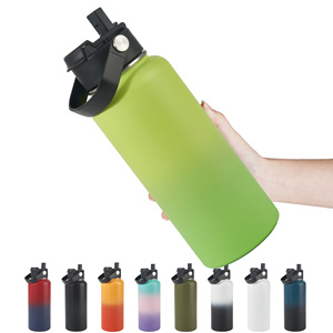 Botella de Agua Deportiva 2 en 1 con Tapa y Pajita Abatible, Triple Pared, Antideslizante, Aislada al Vacío, a Prueba de Fugas, de Acero Inoxidable de Grado Alimenticio - Product Image 2