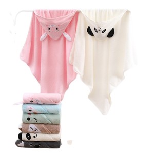 Serviette de bain à capuche pour bébé, motif dessin animé, 80x80cm, en polaire corail, séchage rapide, pour usage domestique - Product Image 3