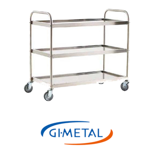 รถเข็นบริการสแตนเลส 3 ชั้น 83 × 52 × 93 ซม. รับน้ำหนักสูงสุด 160 กก. Gi-Metal - Product Image 4