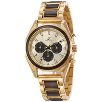 ROYAL BEAR Montre chronographe à quartz classique pour homme, logo personnalisé, fabrication artisanale, verre, design vintage, résistante à l'eau, bracelet en bois