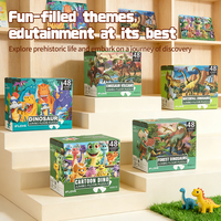 Puzzle en bois Montessori personnalisé de 48 pièces sur le thème des dinosaures, jeu éducatif d'apprentissage des animaux pour enfants